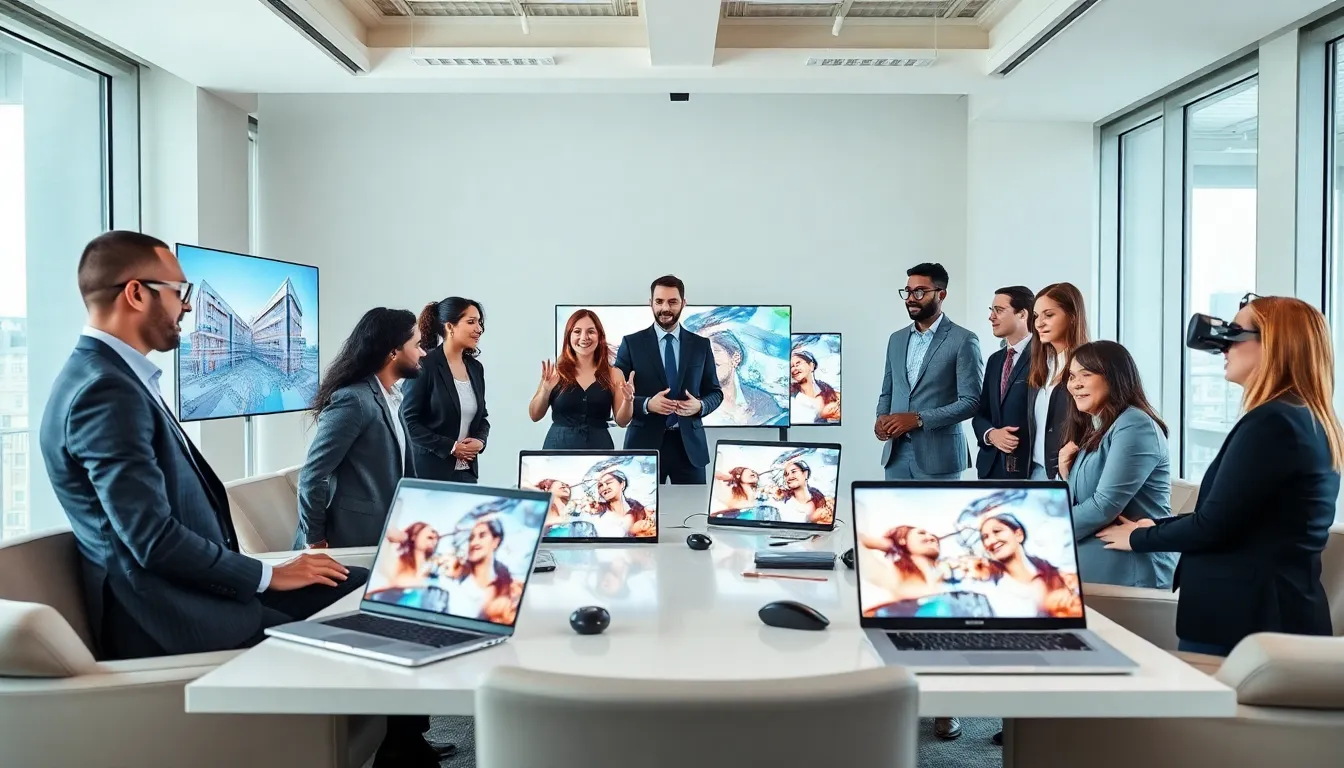 diverse team of AR consultants collaborating in a modern office.